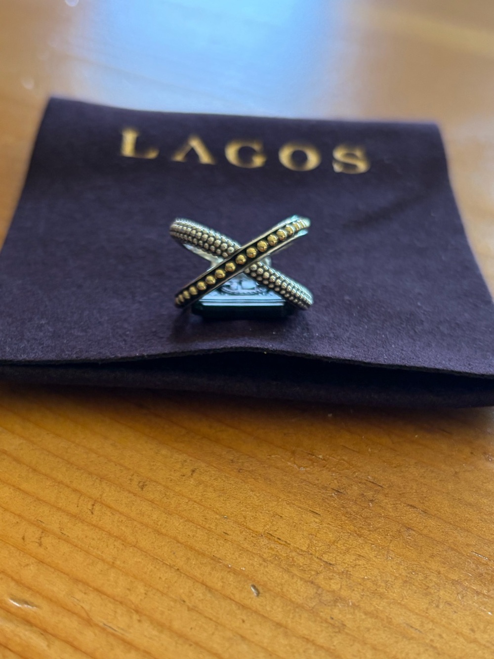LAGOS Two-Tone Beaded X Ring -